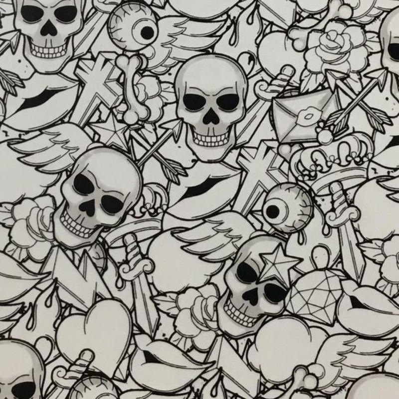 DIP WIZARD HYDROGRAPHIC DIP KIT BLACK/CLEAR CARTOON TATTOO SKULLS